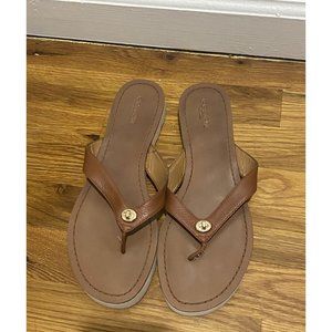Coach Womens Sandals 10.5B Coach Shelly Leather Flip Flop Shoes Thongs